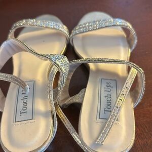 Ladies dress sandals with Chrystal’s. Worn once for wedding,